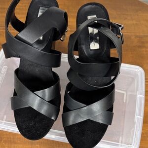 INC International Concepts Black Cross-Strap Sandals